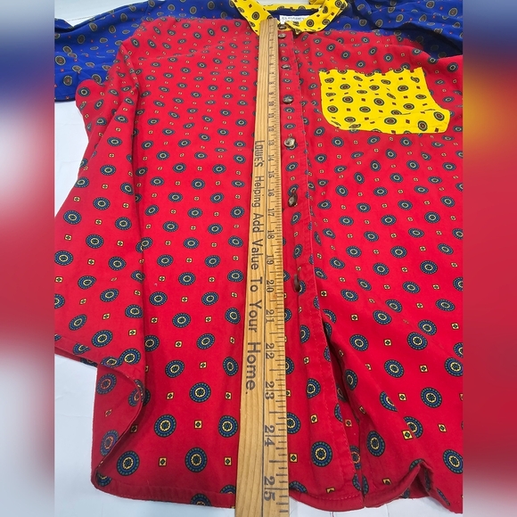Liz Claiborne Red and Blue Geometric Women's Shirt 100% Cotton - Picture 7 of 9